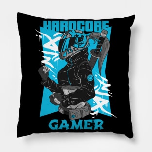 Hardcore Gamer Blue Ninja Pillow