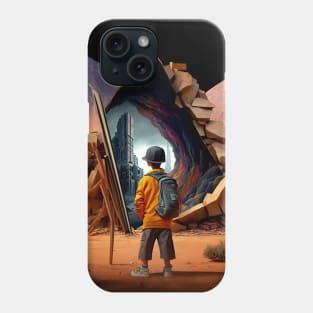 Wonderment a Time Travel Odyssey: A Journey to a Dystopian Future on a Dark Background Phone Case