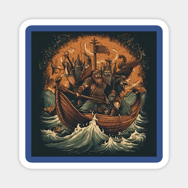 Viking Raiders on Longships Magnet by Grassroots Green