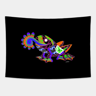 ecopop mister don frog in mexican totonac pattern wallpaper Tapestry