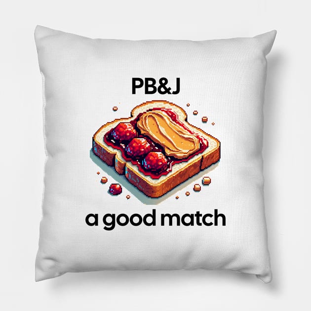 Peanut Butter And Jelly Toast Kawaii Breakfast Yummy Sandwich Vintage Yummy Pillow by Flowering Away