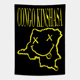 Vibrant Congo-Kinshasa x Eyes Happy Face: Unleash Your 90s Grunge Spirit! Tapestry