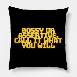 Yellow Bossy or Assertive Aesthetic Lettering Design Pillow