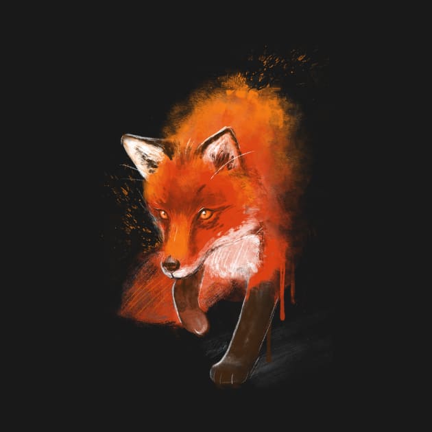 Fox ink black // Nature animal by BlancaVidal