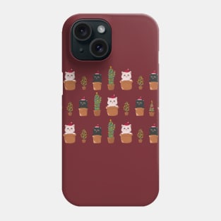 Cat and Plants Christmas tree cactus gifts Phone Case