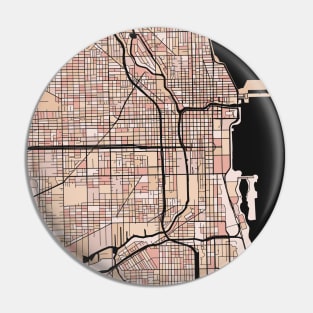 Chicago Map Pattern in Soft Pink Pastels Pin