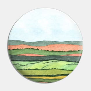 Orange and Green Landscape Pin