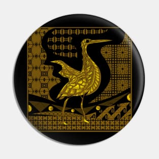 egret bird in talavera nest in mexican pattern art ecopop in gold Pin