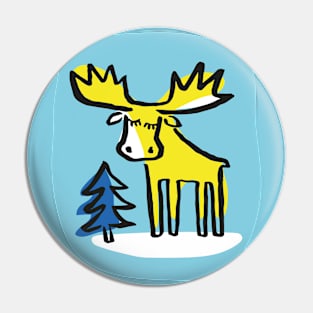 Swedish Moose in the Woods Pin