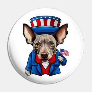 Funny 4th of July Hairless Terrier Dog Pin