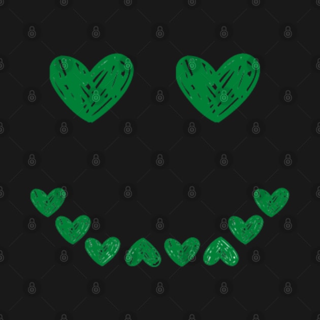 Smiling face heart green by Shineyarts