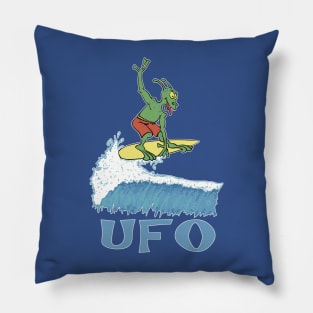 Surfing Alien UFO-surfing Pillow