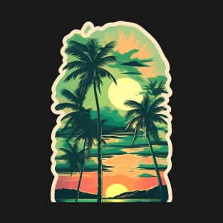 sunset palm tree T-Shirt