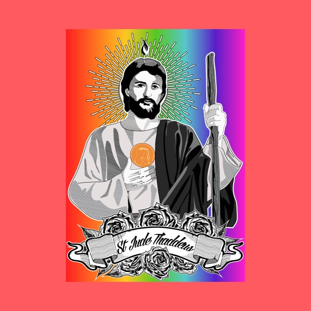 ST. JUDE THADDEUS - RAINBOW BACKGROUND by Obedience │Exalted Apparel