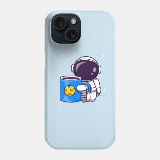 Cute Astronaut Holding Cup Coffee Space Cartoon Phone Case