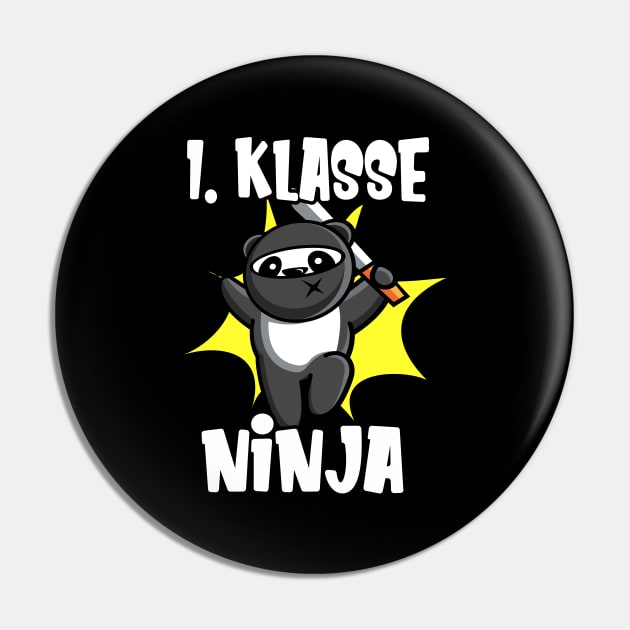 1. Klasse Ninja Panda Kinder Einschulung Pin by Foxxy Merch