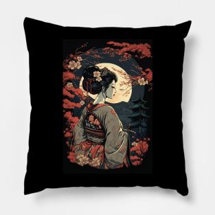 Geisha in Park Pillow