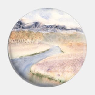 Tundra River Watercolor Painting Pin