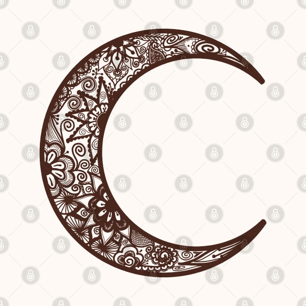 Brown Henna Crescent Moon by Tilila