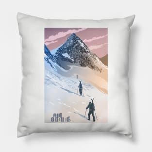 Out of Bounds back country ski poster Pillow