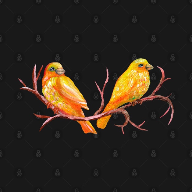 Two Painted Canary Birds by IvyLilyArt