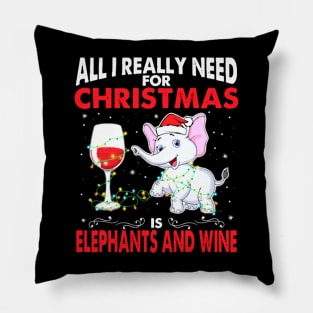 Christmas Elephants and wine Pillow