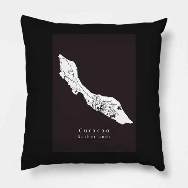 Curacao Netherlands Island Map Pillow by Robin-Niemczyk