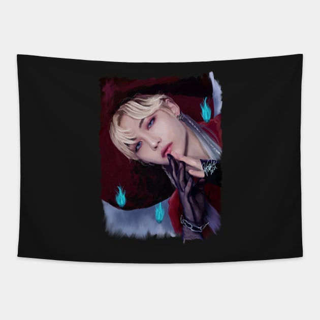 Stray kids Felix Fanart - kpop illustration Tapestry by RetroAttic