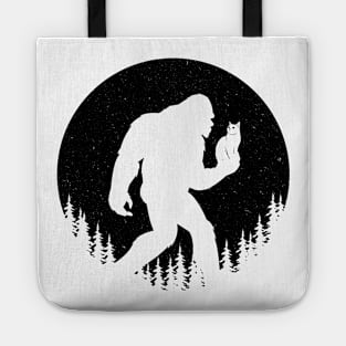 Funny Bigfoot Holding Cat Tote