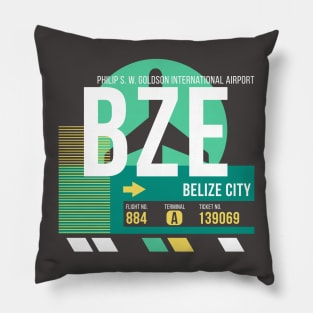 Belize City (BZE) Airport // Retro Sunset Baggage Tag Pillow