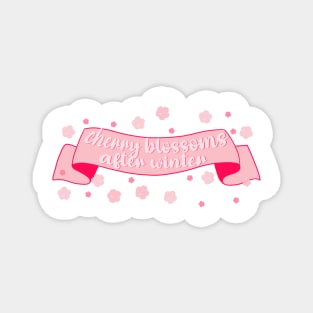 cherry blossoms after winter banner Magnet