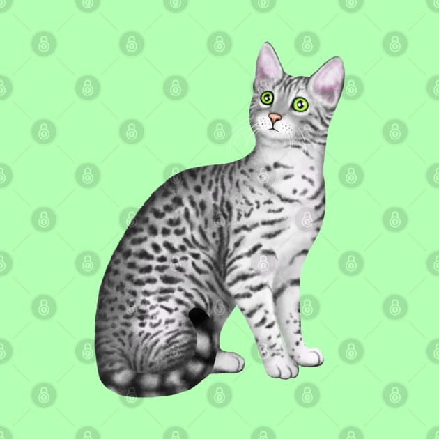 Egyptian Mau (Green Background) by illucalliart