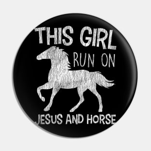 Vintage This Girl Run On Jesus And Horse Christian Pin