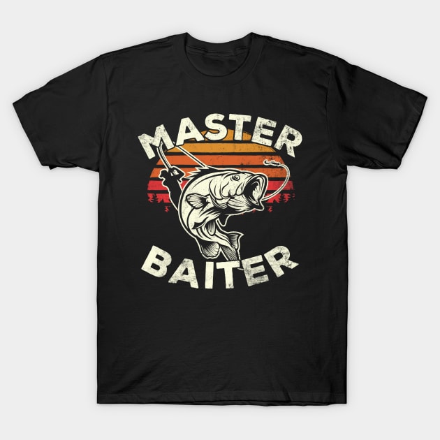 Retro Master Baiter Fisherman Silhouette Funny Fishing Gift T-Shirt