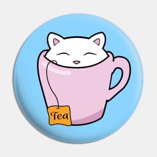 Cute cat in a pink cup of tea Pin