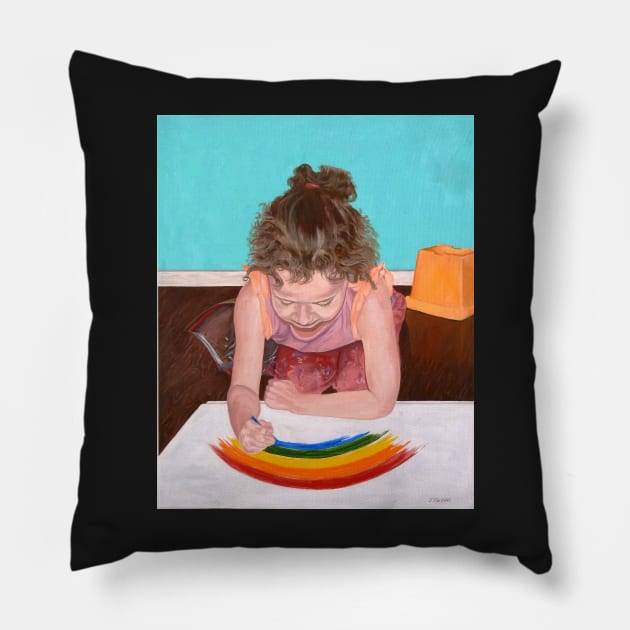 Rainbow Girl Pillow by Judy Geller
