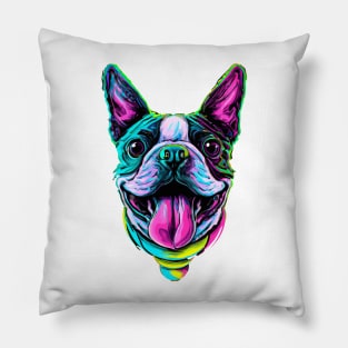 Cute Boston Terrier Dog Cone Artwork Pillow