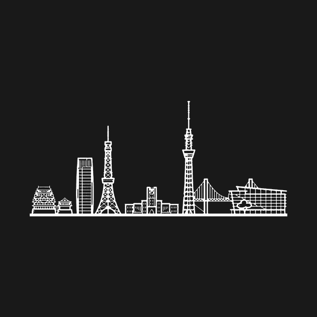 Tokyo Skyline in white with details by Mesyo