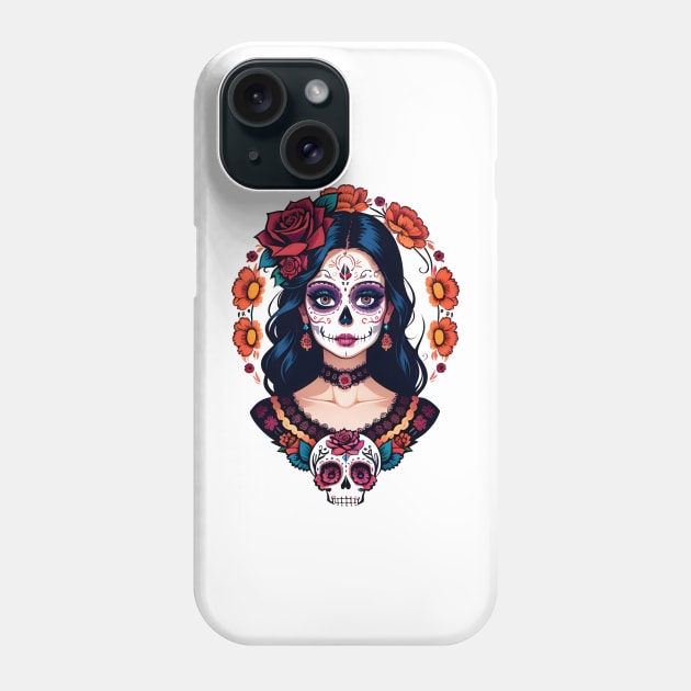 Floral Day of the Dead Girl Phone Case by CGI Studios