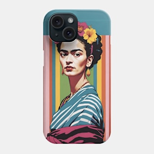 Frida's Striped Spectrum: Colorful Illustration Phone Case