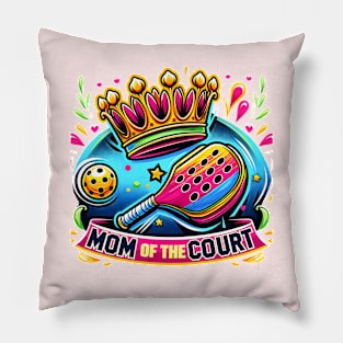 Mom of the court, Crown, pickleball paddle, ball, heart, cute pickleball Pillow