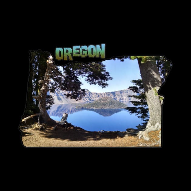 Oregon State Outline (Crater Lake & Wizard Island) by gorff