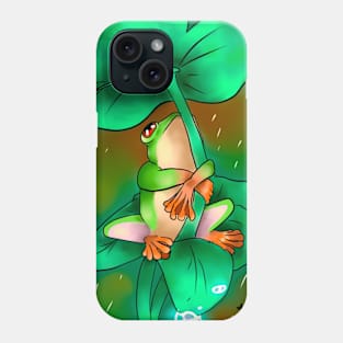 Frog and rain Phone Case