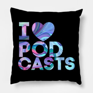 I Heart Podcasts Purple Marble Pillow