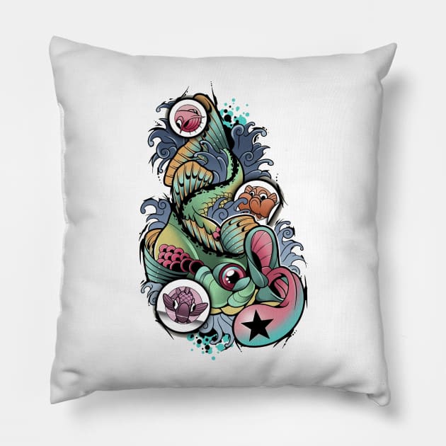 largemouth bass Pillow by weirdesigns