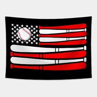 Baseball US American Flag Vintage 4th of July Tapestry