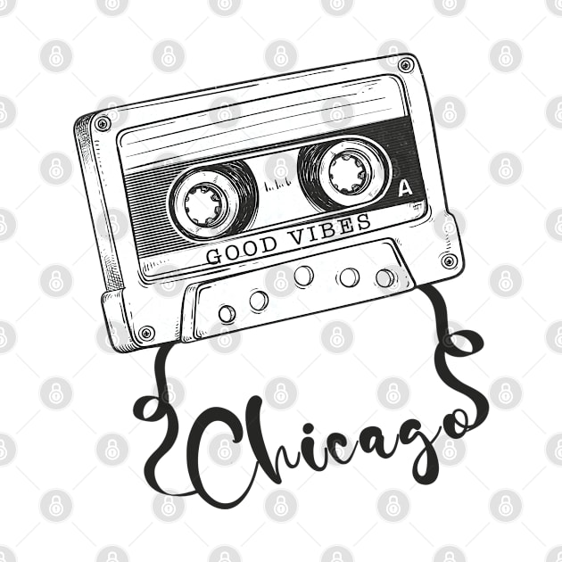 Good Vibes Chicago // Retro Ribbon Cassette by Stroke Line