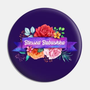 Blessed Babushka Floral Design with Watercolor Roses Pin