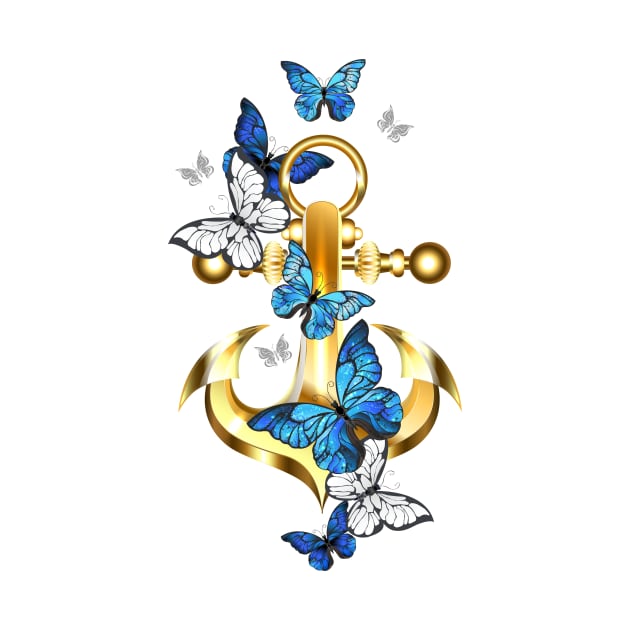 Anchor with Butterflies Morpho by Blackmoon9