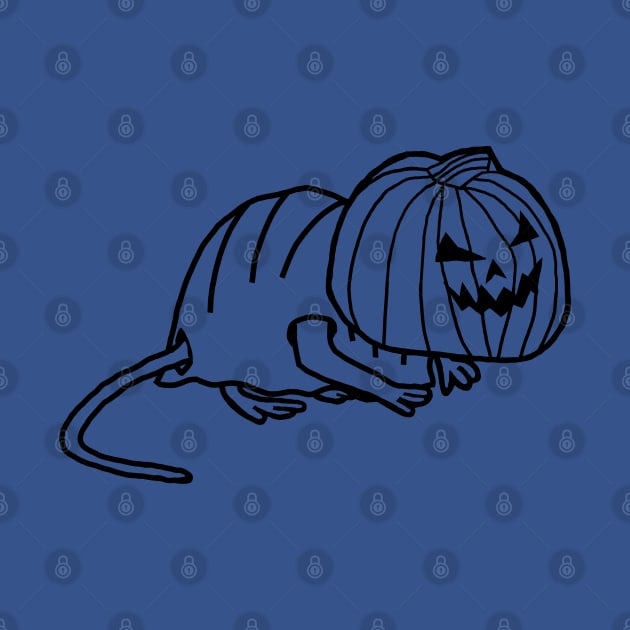 Cute Rat Wearing Halloween Horror Costume Minimal Line Art by ellenhenryart